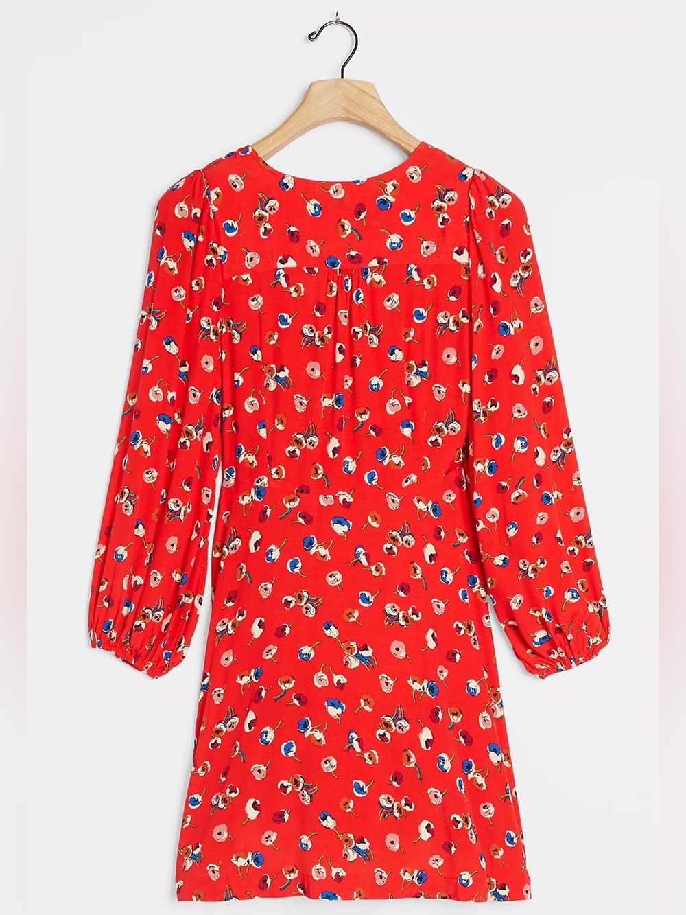 New Anthropologie Maeve Petunia Red Wrap Dress Floral Summer Size 10P NWT - Picture 4 of 11